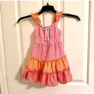 Sweet Summer Girls Dress Pink and Orange Stripe